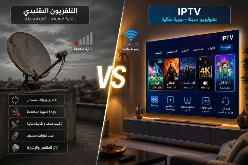 مقارنة بين IPTV والستالايت - أيهما أفضل للمستخدم العربي
