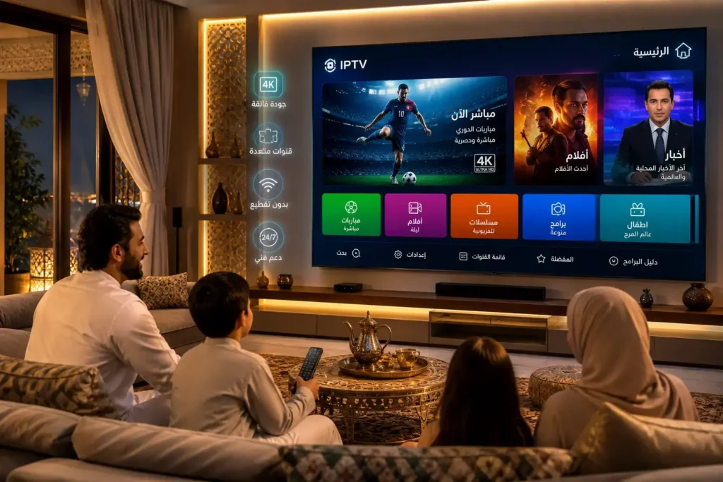 أفضل اشتراك IPTV عربي 2026 يعرض القنوات العربية بجودة عالية على شاشة سمارت TV